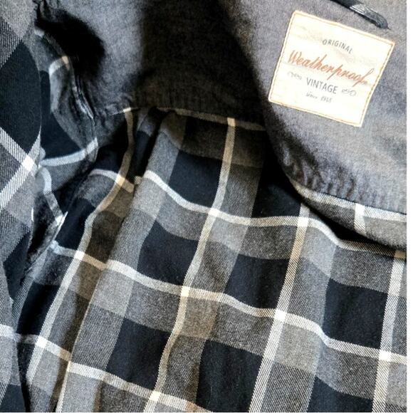 Weatherproof Vintage Plaid Flannel Shirt Large Black‎ Gray Cotton - Picture 8 of 8